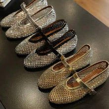 Conchetta Rhinestone Mesh Leather Shoes