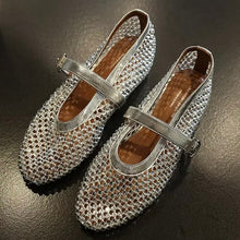 Conchetta Rhinestone Mesh Leather Shoes