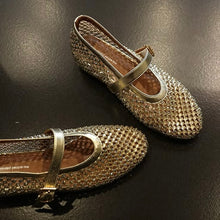 Conchetta Rhinestone Mesh Leather Shoes