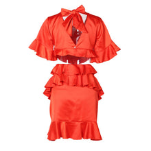 Whitney Cut Out Mini Dress (Red Orange, Medium)