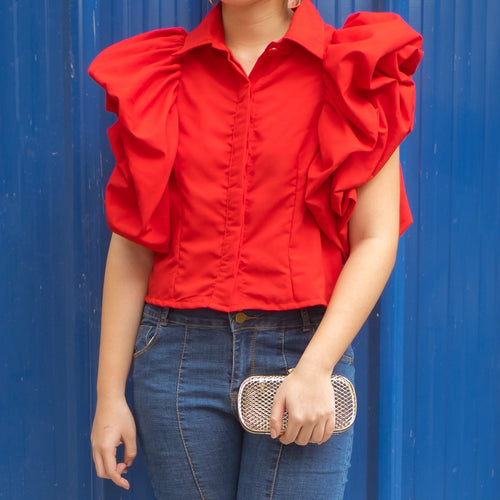 Reade Puff Sleeved Top (Red)